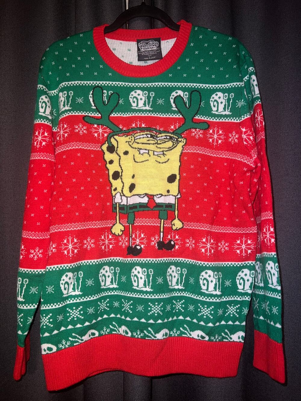 Ugly Christmas Sweater Xmas Size Large Spongebob